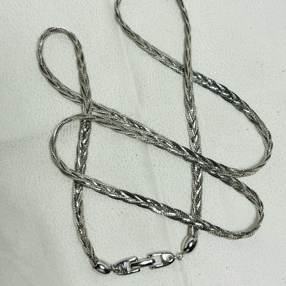 Napier Silver Tone Braided Chain Necklace Long 30" Elegant Classic - Picture 7 of 10